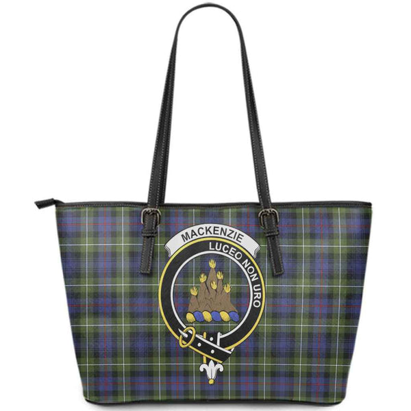 Scottish MacKenzie Clan Crest Tartan Leather Tote Tartan Plaid