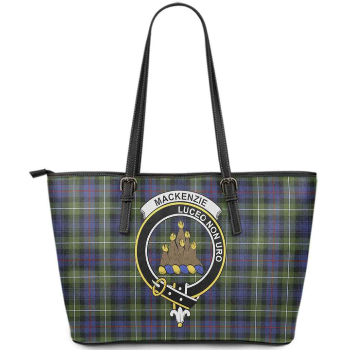 Scottish MacKenzie Clan Crest Tartan Leather Tote Tartan Plaid
