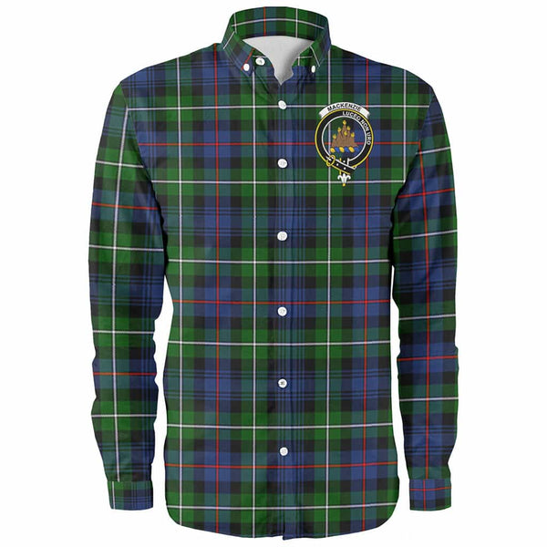 Scottish MacKenzie Clan Crest Tartan Long Sleeve Shirt Front Side Tartan Plaid