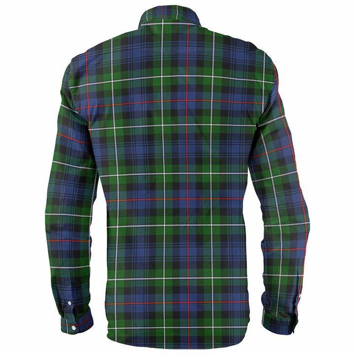 Scottish MacKenzie Clan Crest Tartan Long Sleeve Shirt Back Side Tartan Plaid