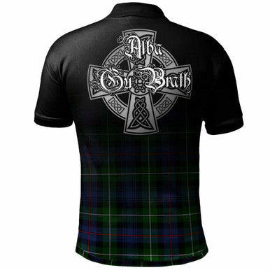 Scottish MacKenzie Clan Crest Tartan Polo Shirt - Alba Gu Brath Family Crest Celtic Inspired Back Side Tartan Plaid