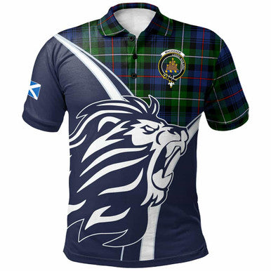 Scottish MacKenzie Clan Crest Tartan Polo Shirt - Scottish Flag With Lion Front Side Tartan Plaid