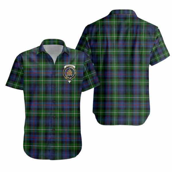Scottish MacKenzie Clan Crest Tartan Short Sleeve Shirt Tartan Plaid