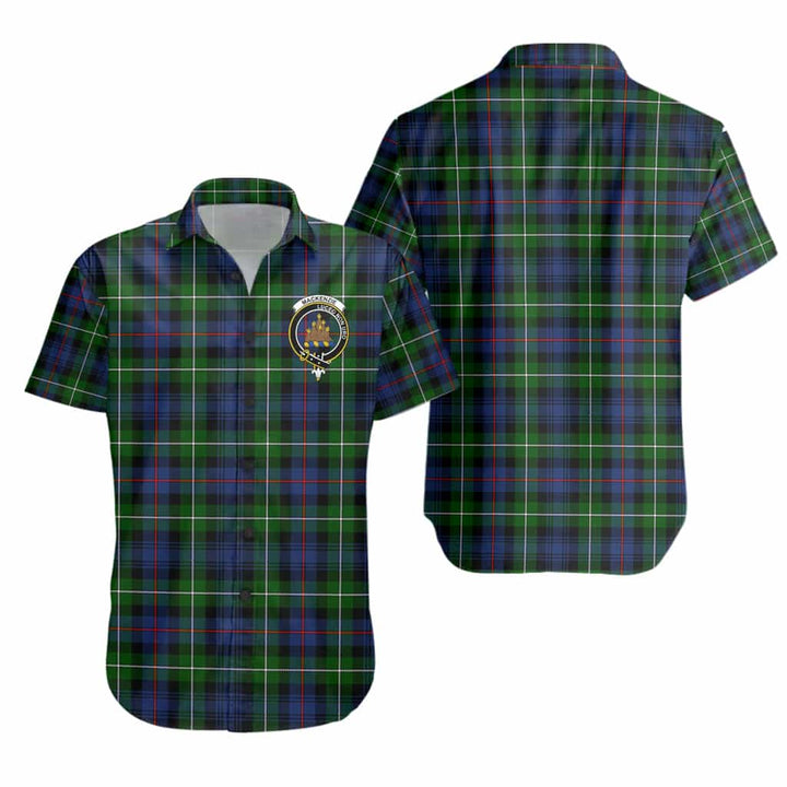 Scottish MacKenzie Clan Crest Tartan Short Sleeve Shirt Tartan Plaid