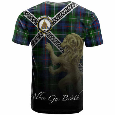 Scottish MacKenzie Clan Crest Tartan T-Shirt - Celtic With Scotland Lion Back Side Tartan Plaid