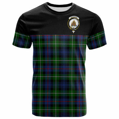 Scottish MacKenzie Clan Crest Tartan T-Shirt - Horizontal Style Front Side Tartan Plaid