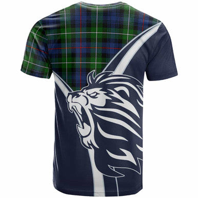 Scottish MacKenzie Clan Crest Tartan T-Shirt - Scottish Flag With Lion Back Side Tartan Plaid