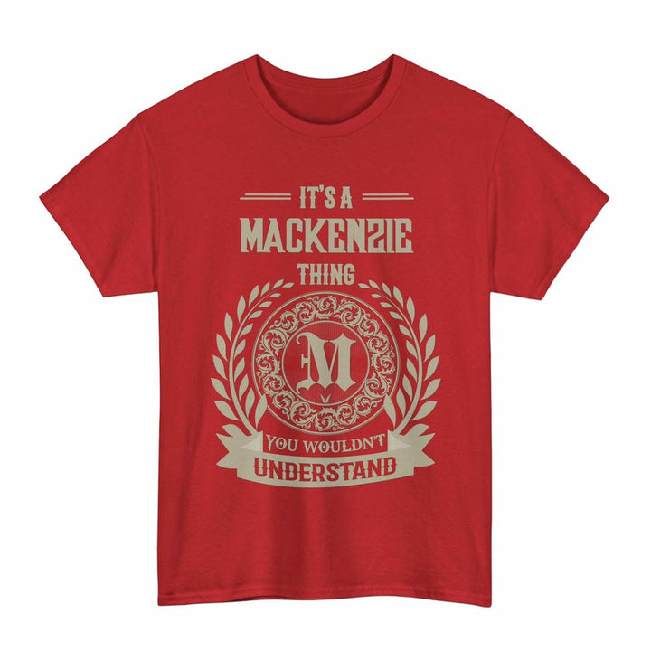 Scottish MacKenzie Clan Tartan T-Shirt - Vintage Family Name Tartan Plaid Red Color