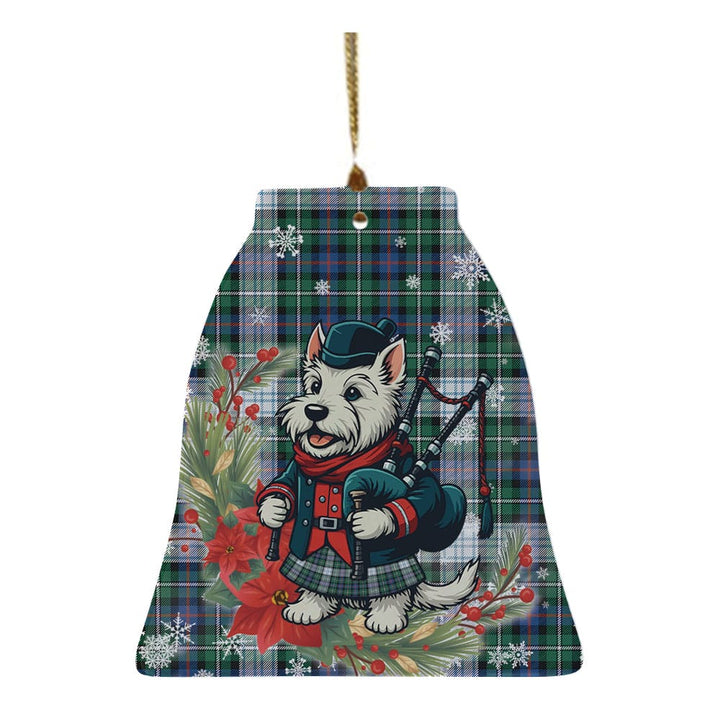 Scottish MacKenzie Dress Ancient Clan Tartan Ceramic Ornament Cute Scottish Terrier Dog Bell Style Tartan Plaid