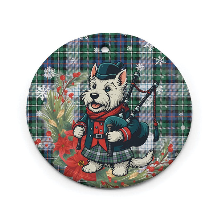 Scottish MacKenzie Dress Ancient Clan Tartan Ceramic Ornament Cute Scottish Terrier Dog Circle Style Tartan Plaid
