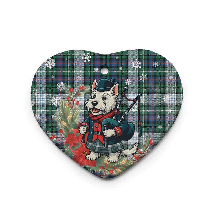 Scottish MacKenzie Dress Ancient Clan Tartan Ceramic Ornament Cute Scottish Terrier Dog Heart Style Tartan Plaid