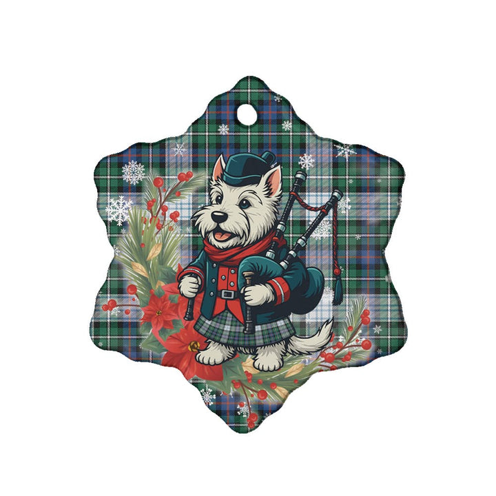 Scottish MacKenzie Dress Ancient Clan Tartan Ceramic Ornament Cute Scottish Terrier Dog Snow Flake Style Tartan Plaid