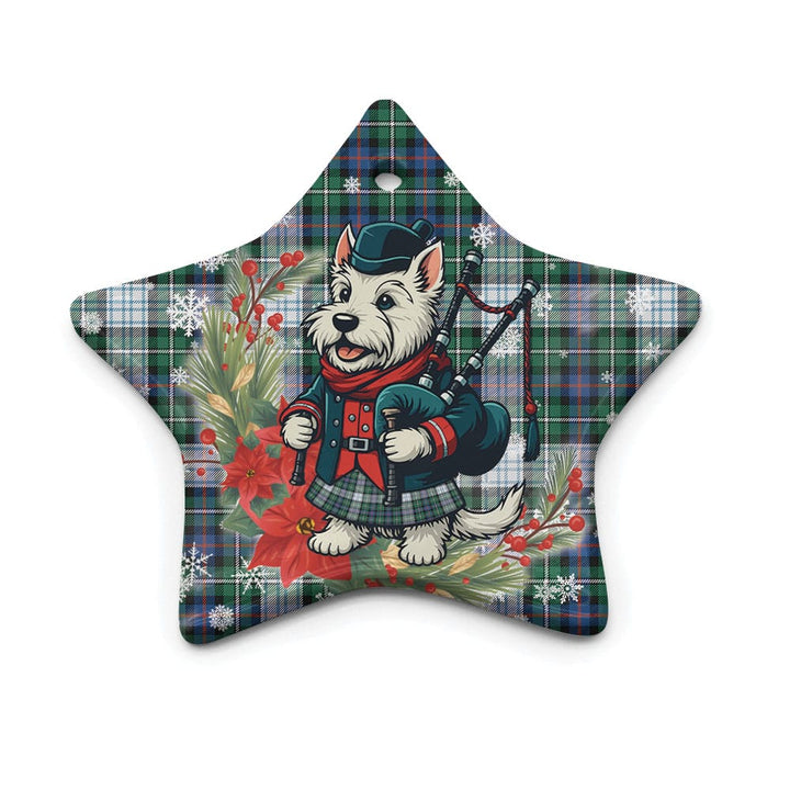 Scottish MacKenzie Dress Ancient Clan Tartan Ceramic Ornament Cute Scottish Terrier Dog Star Style Tartan Plaid