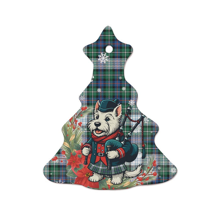 Scottish MacKenzie Dress Ancient Clan Tartan Ceramic Ornament Cute Scottish Terrier Dog Tree Style Tartan Plaid