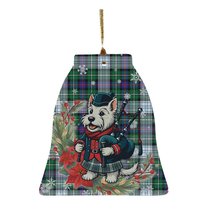 Scottish MacKenzie Dress Modern Clan Tartan Ceramic Ornament Cute Scottish Terrier Dog Bell Style Tartan Plaid