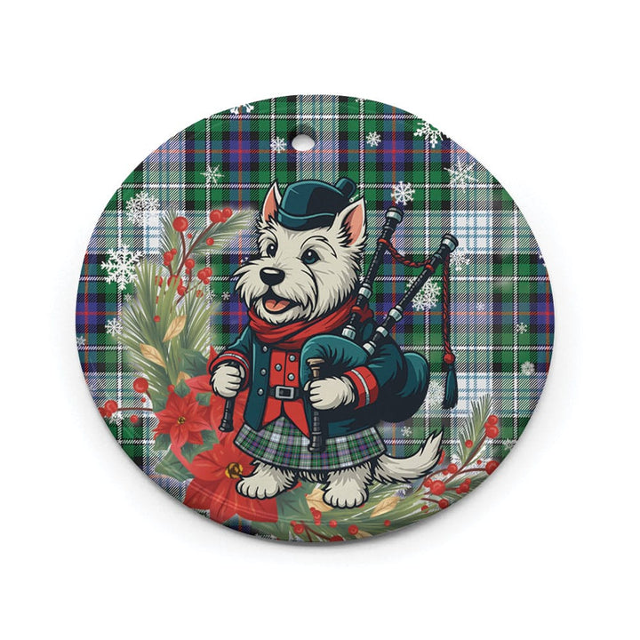 Scottish MacKenzie Dress Modern Clan Tartan Ceramic Ornament Cute Scottish Terrier Dog Circle Style Tartan Plaid
