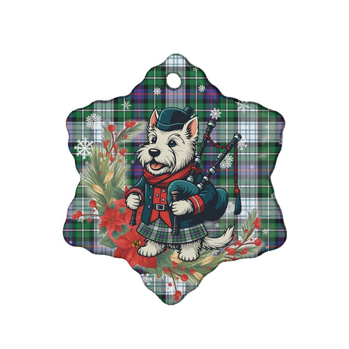 Scottish MacKenzie Dress Modern Clan Tartan Ceramic Ornament Cute Scottish Terrier Dog Snow Flake Style Tartan Plaid