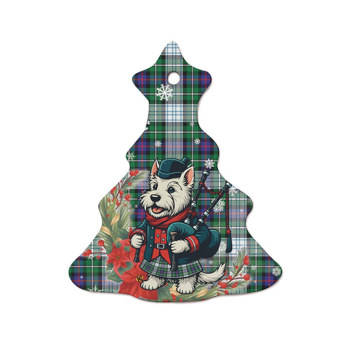 Scottish MacKenzie Dress Modern Clan Tartan Ceramic Ornament Cute Scottish Terrier Dog Tree Style Tartan Plaid