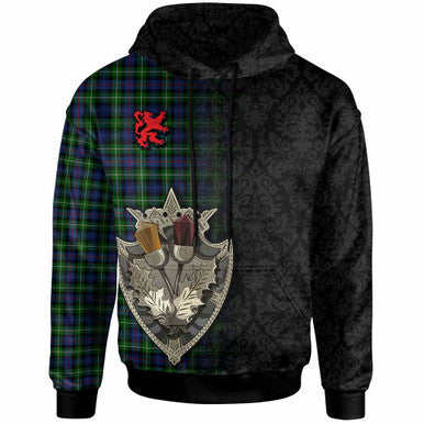 Scottish MacKenzie Modern Clan Tartan Hoodie - Half Thistle Flowers Celtic Design Front Side Tartan Plaid