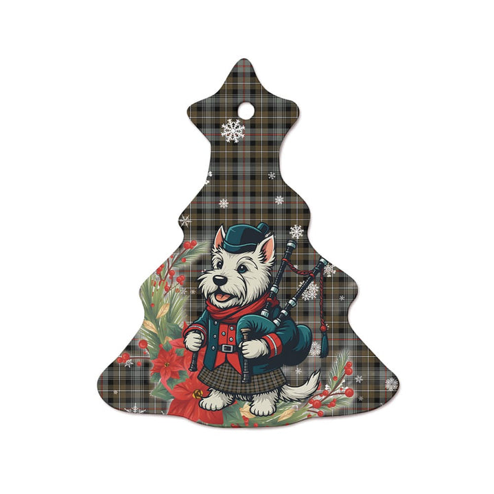 Scottish MacKenzie Weathered Clan Tartan Ceramic Ornament Cute Scottish Terrier Dog Tree Style Tartan Plaid