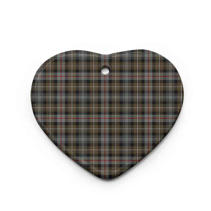 Scottish MacKenzie Weathered Clan Tartan Ceramic Ornament Heart Shape Tartan Plaid
