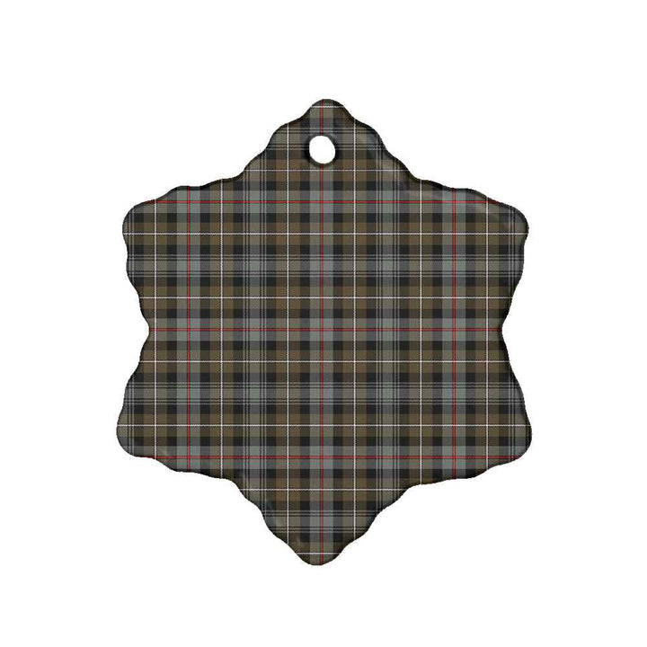 Scottish MacKenzie Weathered Clan Tartan Ceramic Ornament Snow Flake Shape Tartan Plaid