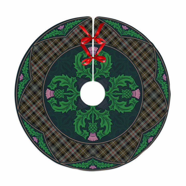 Scottish MacKenzie Weathered Clan Tartan Christmas Tree Skirt Old Scottish Thistle Flower No Tassels Tartan Plaid 1