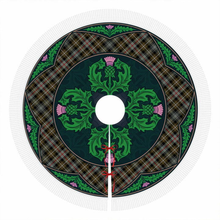 Scottish MacKenzie Weathered Clan Tartan Christmas Tree Skirt Old Scottish Thistle Flower Tassels Tartan Plaid 1