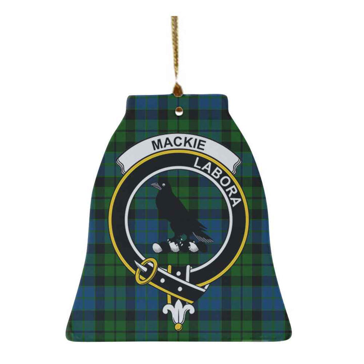 Scottish MacKie Clan Crest Tartan Ceramic Ornament Bell Shape Tartan Plaid