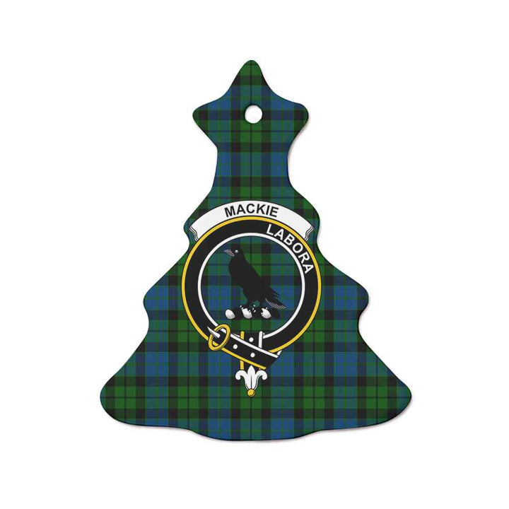 Scottish MacKie Clan Crest Tartan Ceramic Ornament Tree Shape Tartan Plaid
