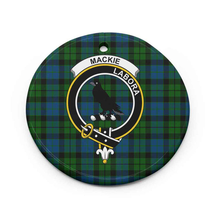 Scottish MacKie Clan Crest Tartan Ceramic Ornament Circle Shape Tartan Plaid