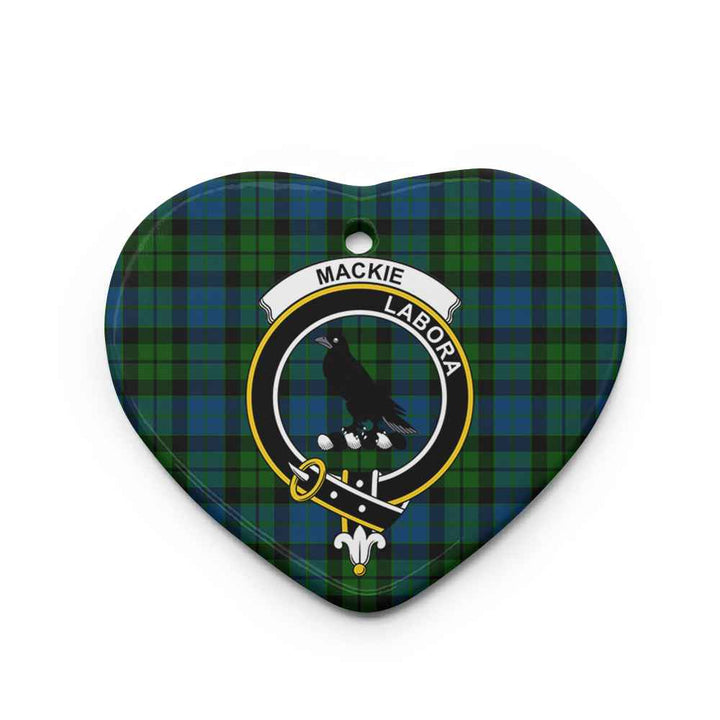 Scottish MacKie Clan Crest Tartan Ceramic Ornament Heart Shape Tartan Plaid