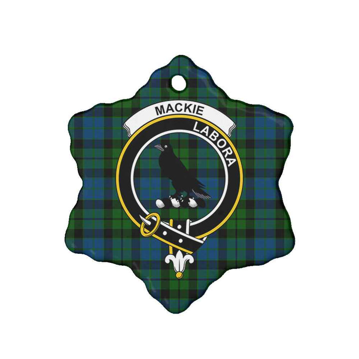 Scottish MacKie Clan Crest Tartan Ceramic Ornament Snow Flake Shape Tartan Plaid