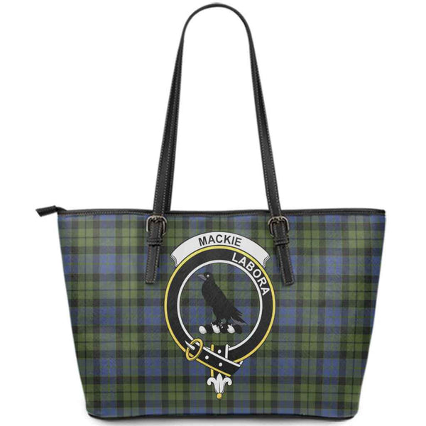 Scottish MacKie Clan Crest Tartan Leather Tote Tartan Plaid