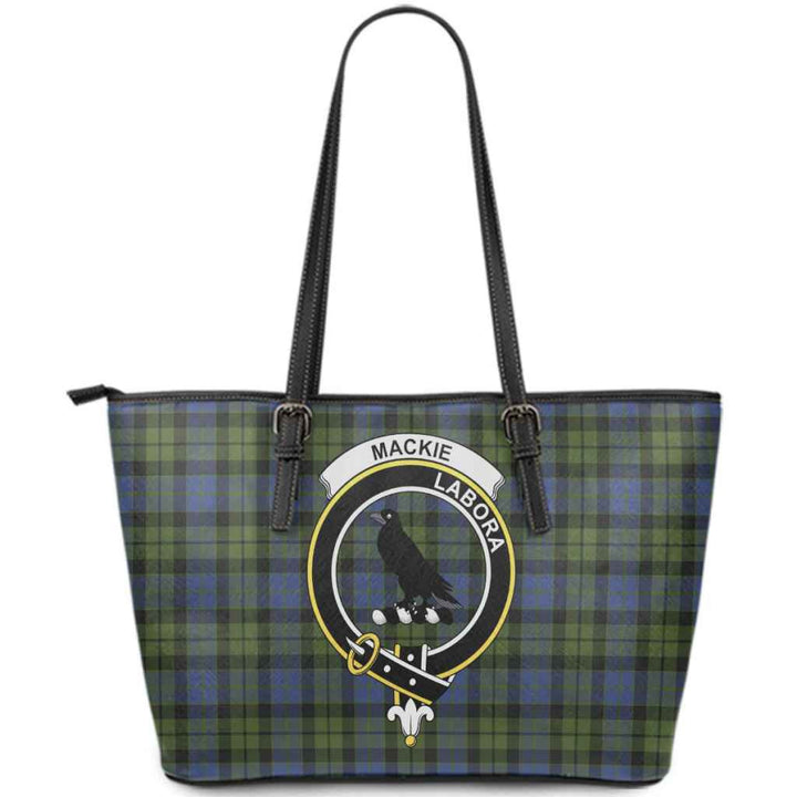 Scottish MacKie Clan Crest Tartan Leather Tote Tartan Plaid