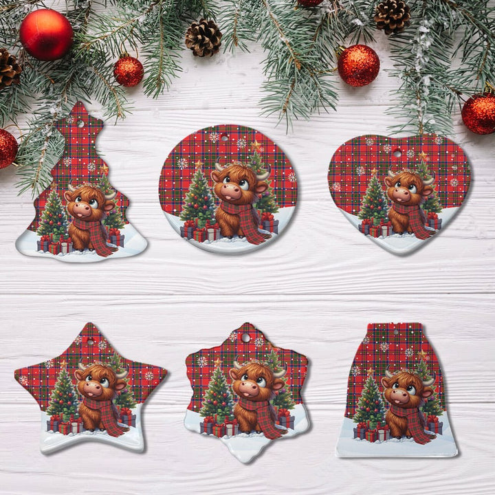 Scottish MacKillop Clan Tartan Ceramic Ornament Cute Highland Cow Christmas All Style Tartan Plaid