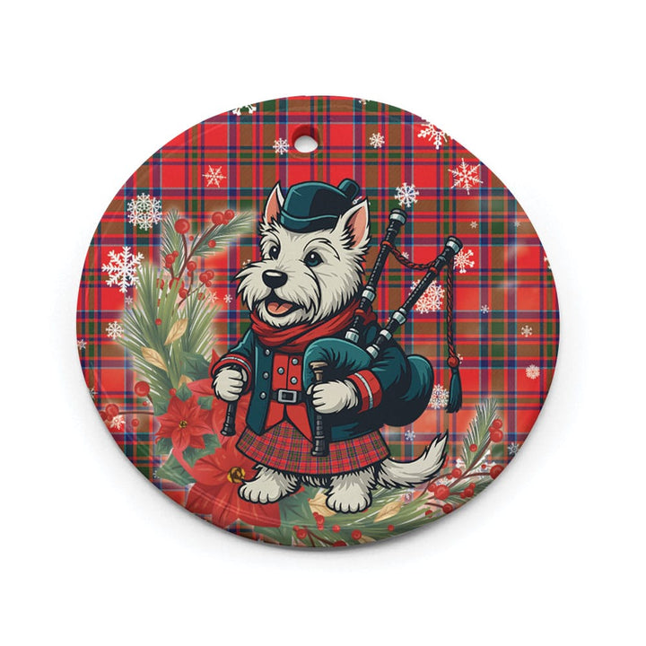 Scottish MacKillop Clan Tartan Ceramic Ornament Cute Scottish Terrier Dog Circle Style Tartan Plaid