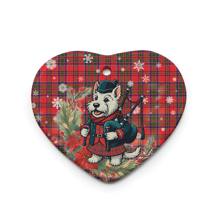 Scottish MacKillop Clan Tartan Ceramic Ornament Cute Scottish Terrier Dog Heart Style Tartan Plaid