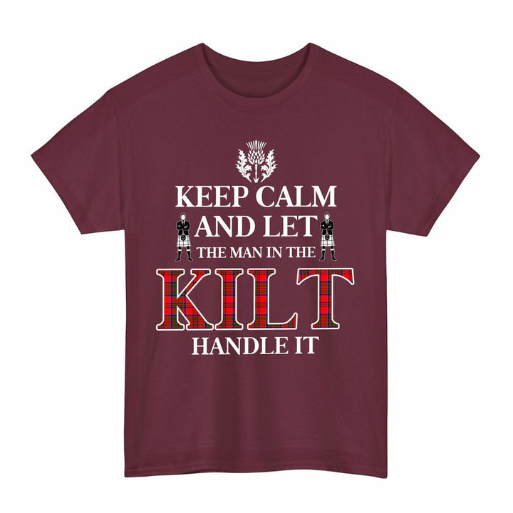Scottish MacKillop Clan Tartan T-Shirt - Keep Calm Tartan Plaid Maroon Color