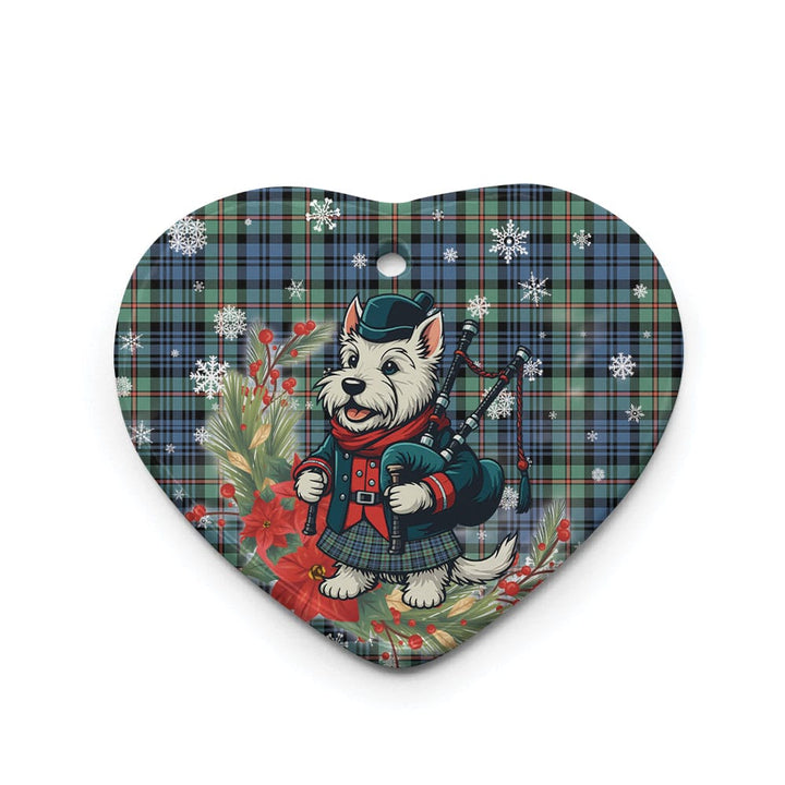 Scottish MacKinlay Ancient Clan Tartan Ceramic Ornament Cute Scottish Terrier Dog Heart Style Tartan Plaid