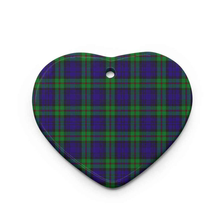 Scottish MacKinlay Modern Clan Tartan Ceramic Ornament Heart Shape Tartan Plaid