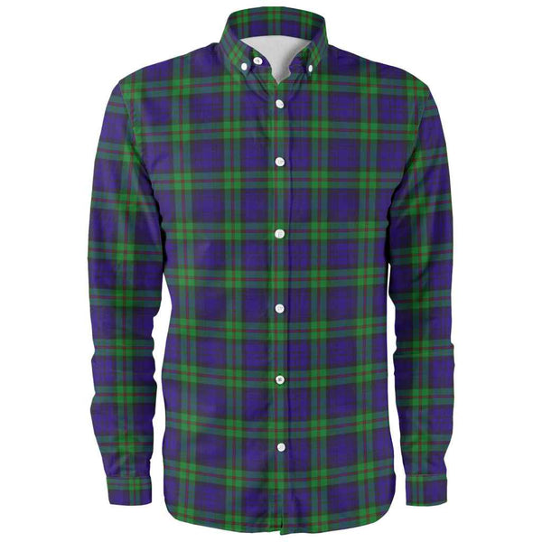 Scottish MacKinlay Modern Clan Tartan Long Sleeve Shirt Front Side Tartan Plaid