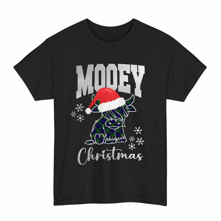 Scottish MacKinlay Modern Clan Tartan T-Shirt - Mooey Christmas Tartan Plaid Black Color