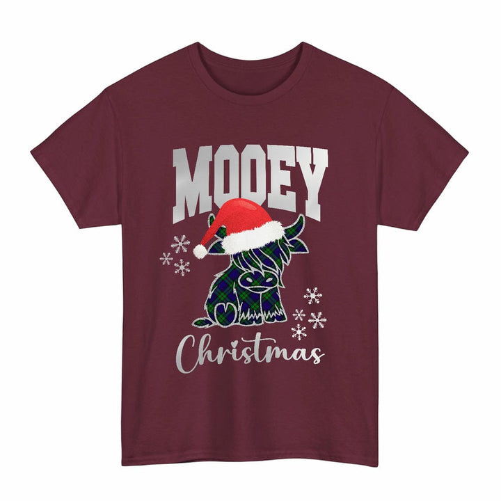Scottish MacKinlay Modern Clan Tartan T-Shirt - Mooey Christmas Tartan Plaid Maroon Color