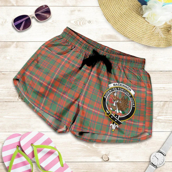 Scottish MacKinnon Ancient Clan Crest Tartan Women Shorts