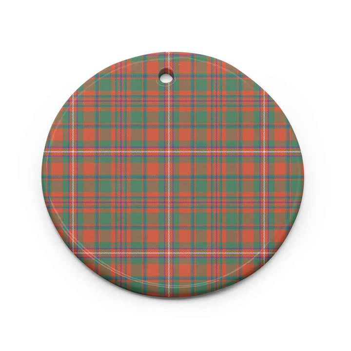 Scottish MacKinnon Ancient Clan Tartan Ceramic Ornament Circle Shape Tartan Plaid