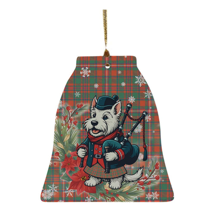 Scottish MacKinnon Ancient Clan Tartan Ceramic Ornament Cute Scottish Terrier Dog Bell Style Tartan Plaid