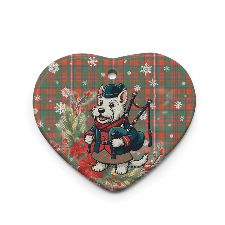 Scottish MacKinnon Ancient Clan Tartan Ceramic Ornament Cute Scottish Terrier Dog Heart Style Tartan Plaid