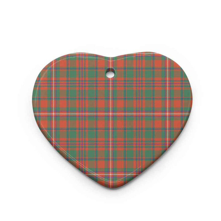 Scottish MacKinnon Ancient Clan Tartan Ceramic Ornament Heart Shape Tartan Plaid