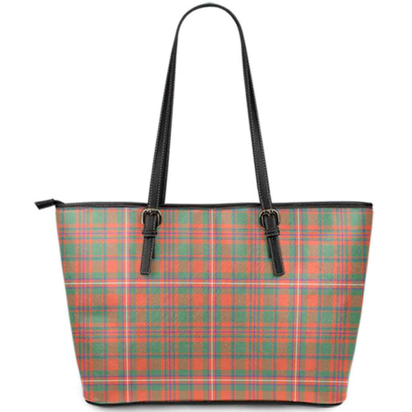 Scottish MacKinnon Ancient Clan Tartan Leather Tote Tartan Plaid